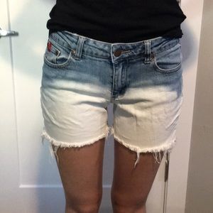 Ombré denim shorts